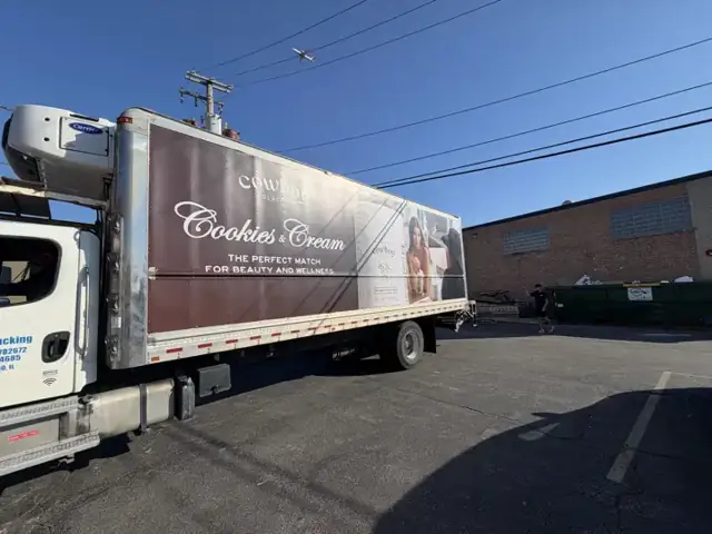 Trailer wrap for Cookies & Cream: trailer wrap for a touring promotion. Installed by Sheridan Print in the Chicago area.