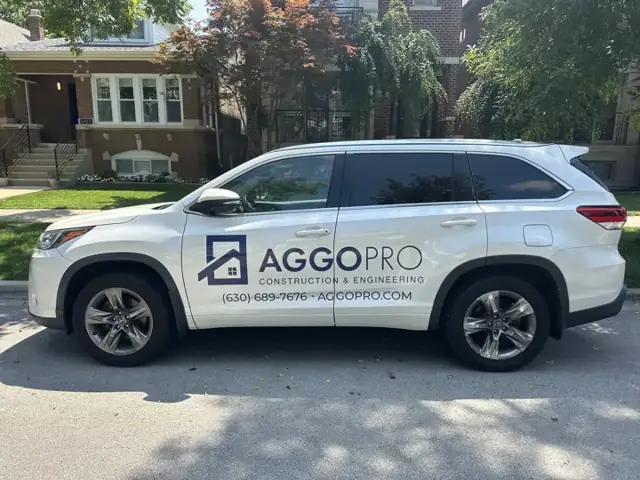 SUV graphics for AggoPro: clean partial graphics on a white suv. Installed by Sheridan Print in the Chicago area.